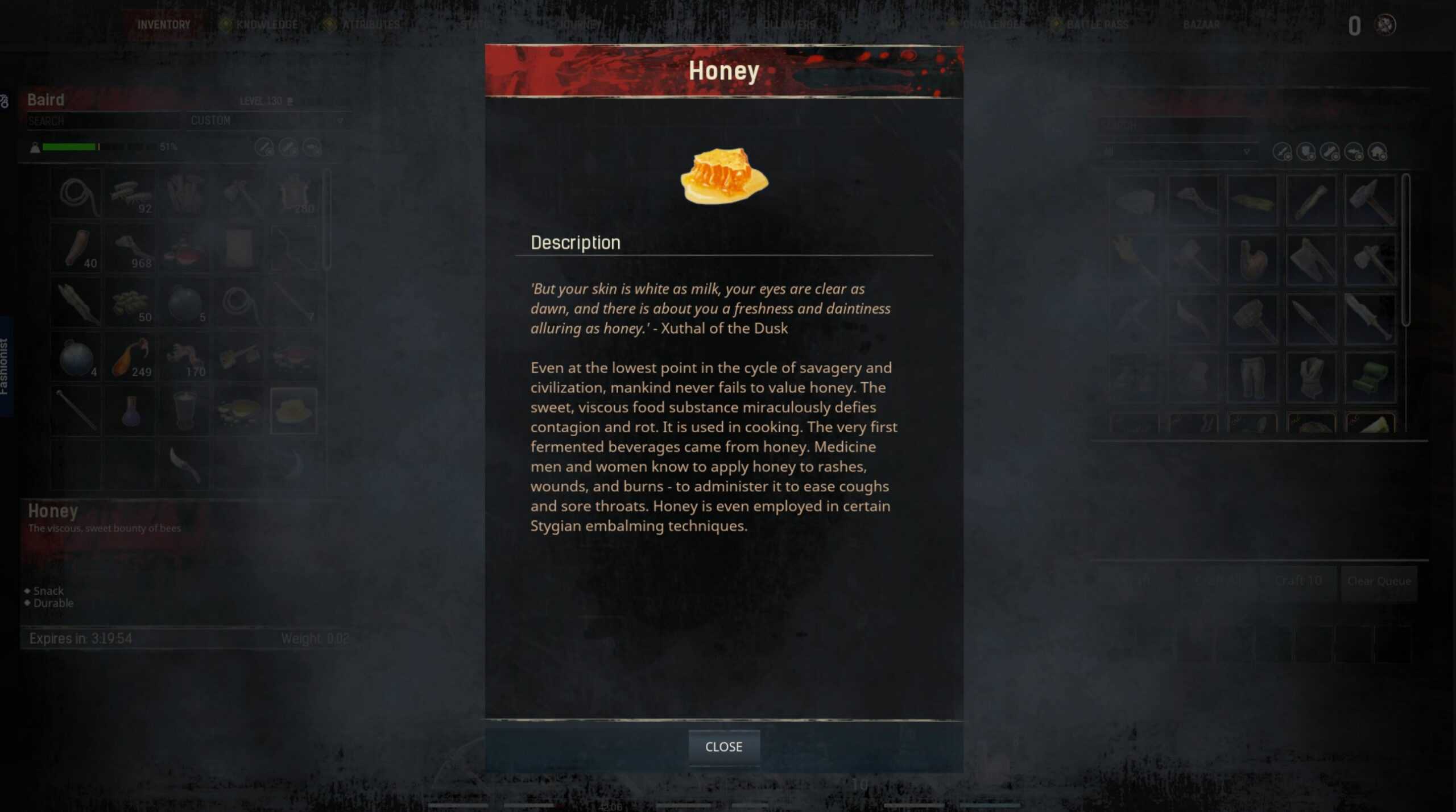 Honey what it works for in conan exiles